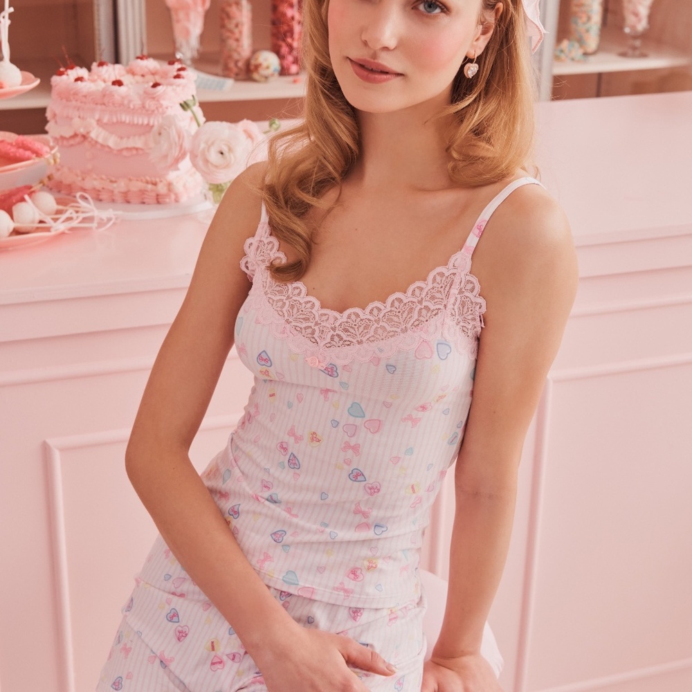 Roller Rabbit Candy Heart Stripe Perry Cami Size PPINK SUGAR / P